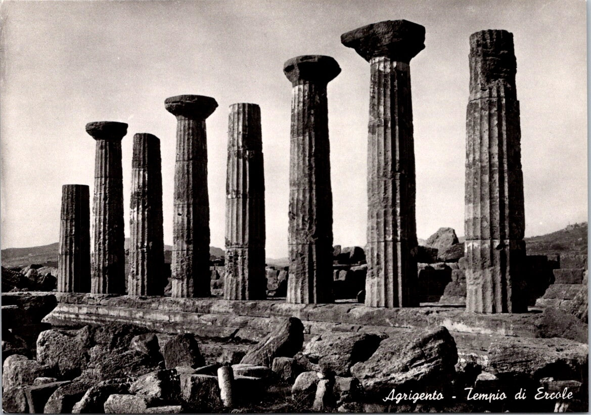 Vintage Postcard Guinone Temple Of Hercules Agrigento Italy Unposted