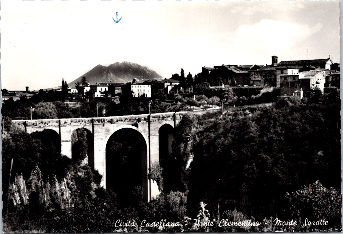 Vintage Postcard Clementino Bridge Monte Soratte Civita Castellana Italy