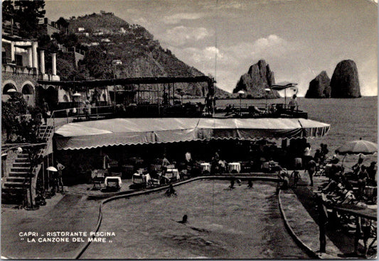 Vintage Postcard The Song Of The Sea Ristorante Piscina Capri Italy Unposted