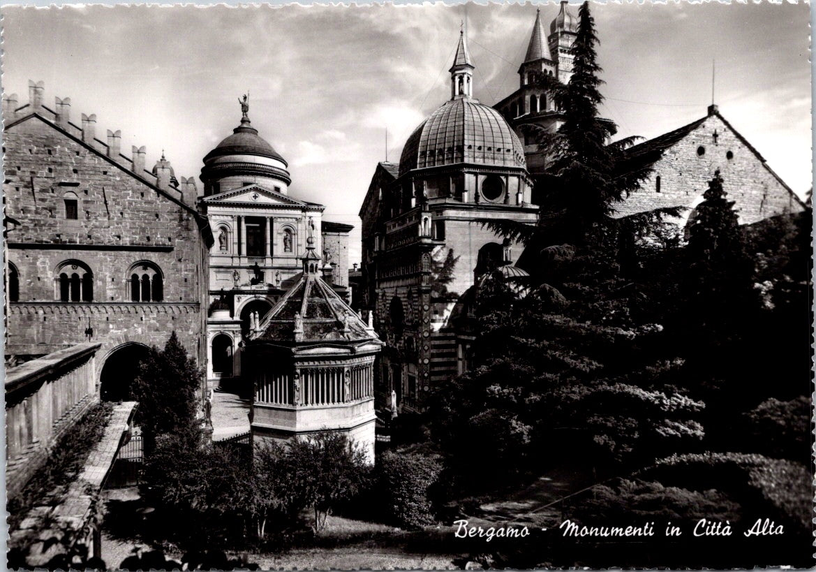 Vintage Postcard Monuments In The Upper Town Bergamo Italy Unposted