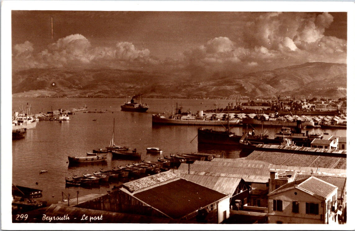 Vintage Postcard The Harbor Beirut Lebanon Unposted