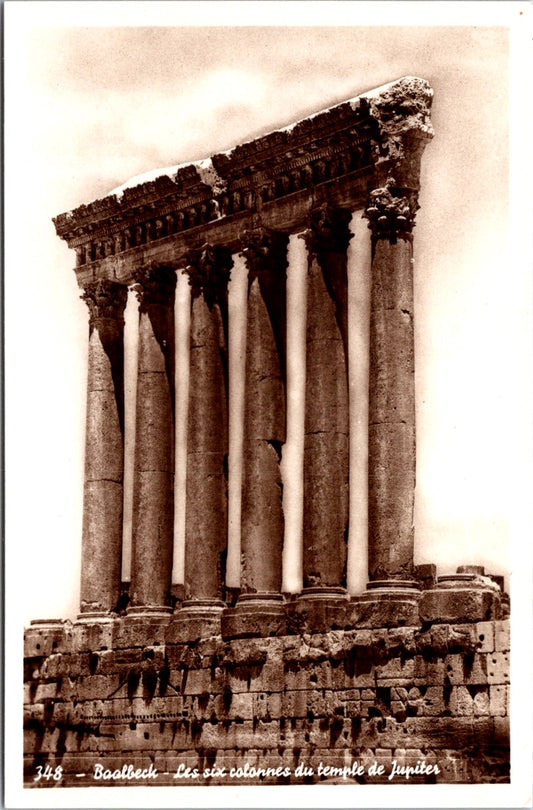 Vintage Postcard The Six Columns Of Jupiter Temple Baalbek Lebanon Unposted