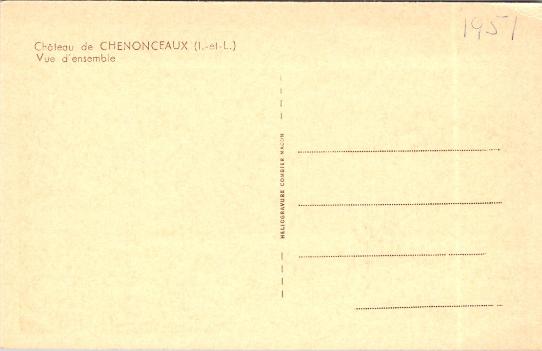 Vintage Postcard Overview Of Château de Chenonceau Chenonceaux France Unposted