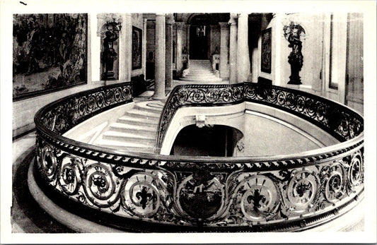 Vintage Postcard Banister Of The Main Staircase Castle Chantilly France Unposted