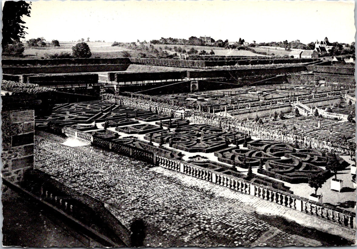 Vintage Postcard Villandry Castle Panoramic View Of The Garden France Unposted