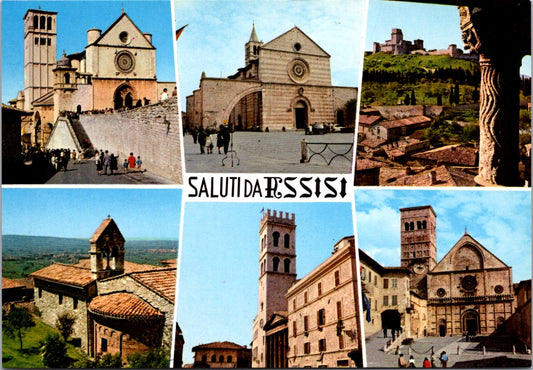 Vintage Postcard Greetings Assisi The Basilica of St. Francis Italy Unposted