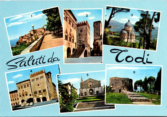 Vintage Postcard Beautiful Historic Places Greetings From Todi Italy Unposted