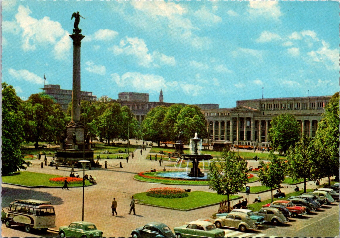 Vintage Postcard Schlossplatz Stuttgart Germany Unposted