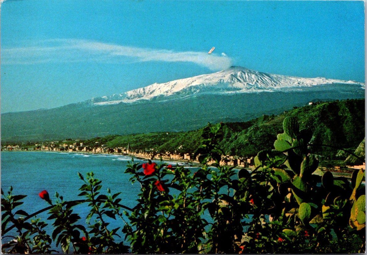 Vintage Postcard Taormina Panorama With Etna Sicily Italy Unposted