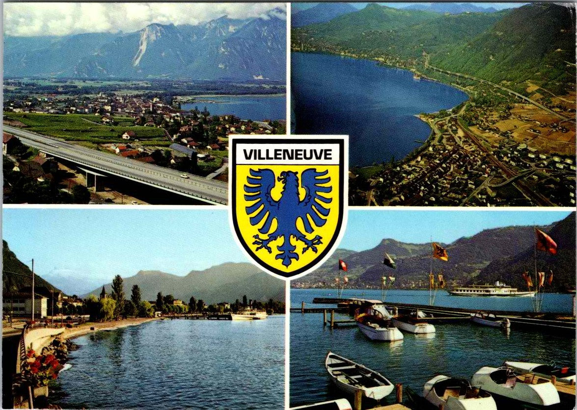 Vintage Postcard Souvenirs Of Villeneuve Geneva Switzerland Unposted