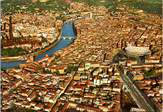 Vintage Postcard Aerial View Of Verona Italy Unposted