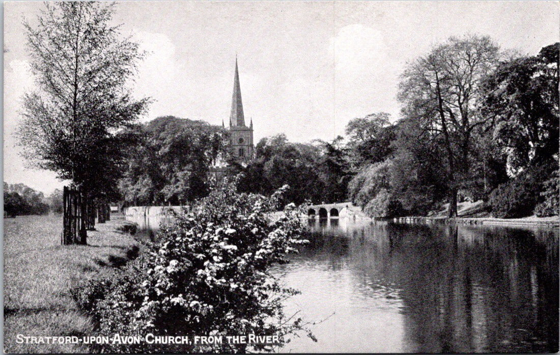 Vintage Postcard Stratford On Avon Church From The River England Unposted