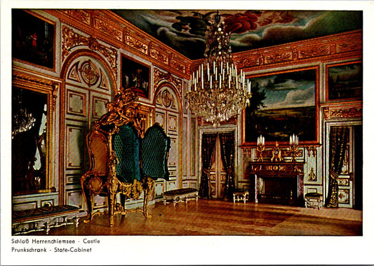 Vintage Postcard State Cabinet Royal Castle Herrenchiemsee Germany Unposted