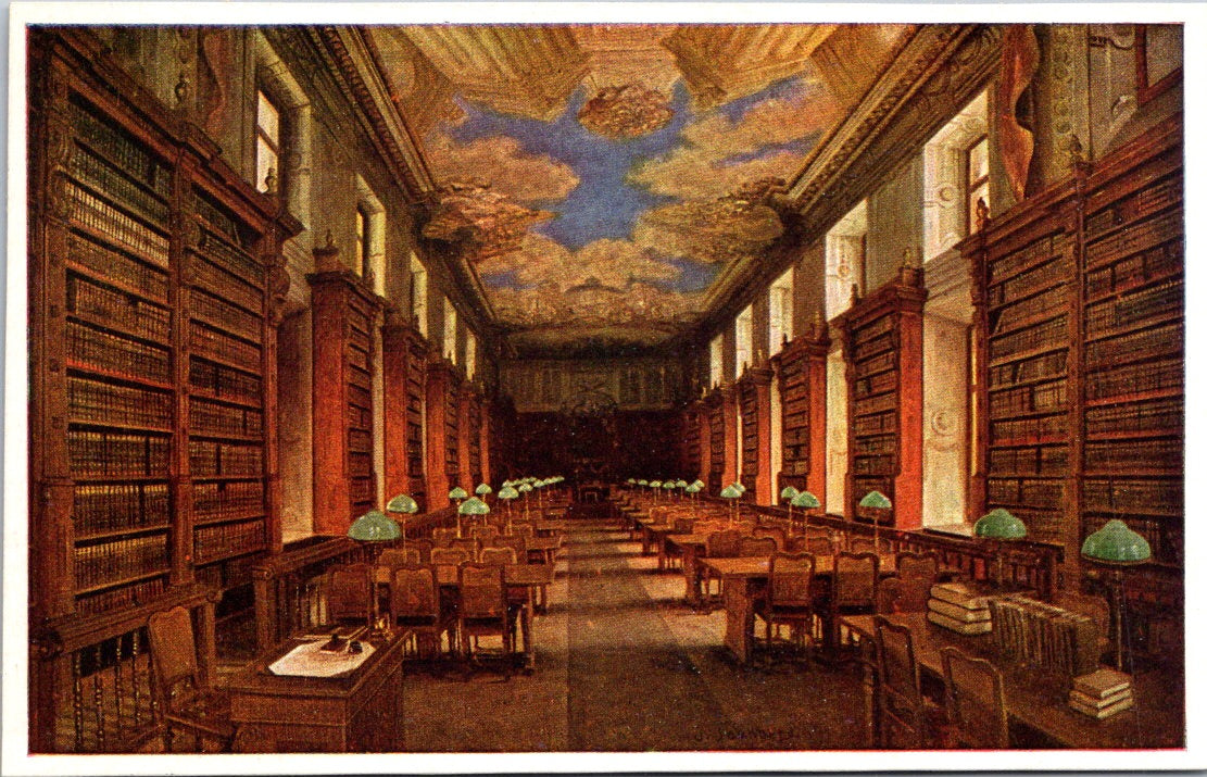 Vintage Postcard Old Imperial Castle Reading Room Of National Library Austria