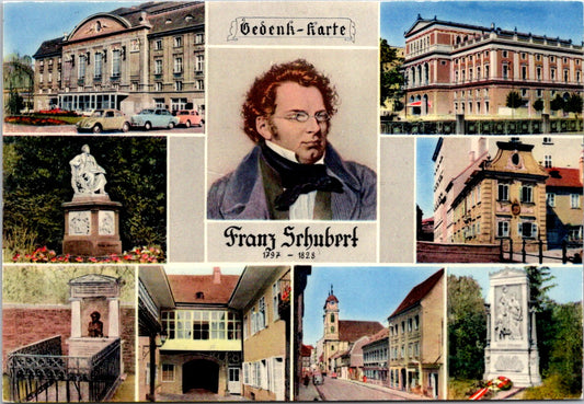 Vintage Postcard Franz Schubert Birthplace Monument Burial Site Austria Unposted