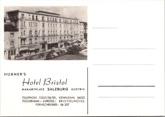 Vintage Postcard Hubner's Hotel Bristol Makartplatz Salzburg Austria Unposted