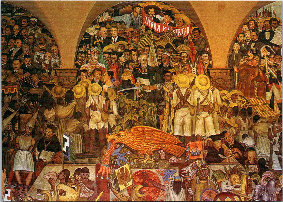 Vintage Postcard Mural Of Diego Rivera In National Palace Mexico Unposted