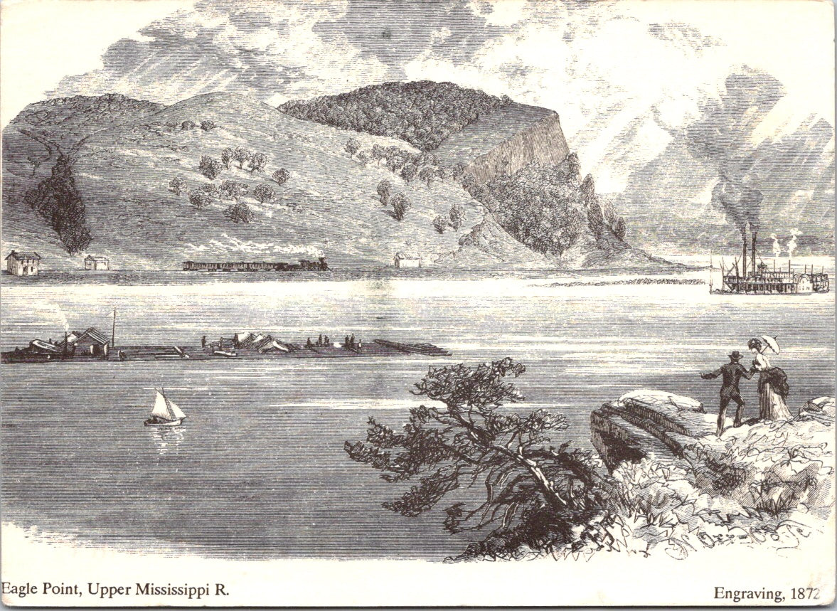 Vintage Postcard Eagle Point Upper Mississippi River Engraving 1872 Posted