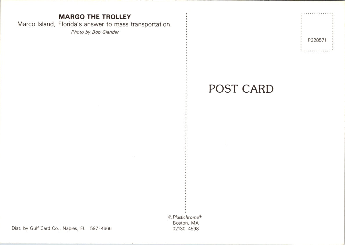 Vintage Postcard Margo The Trolley Marco Island Florida United States Unposted