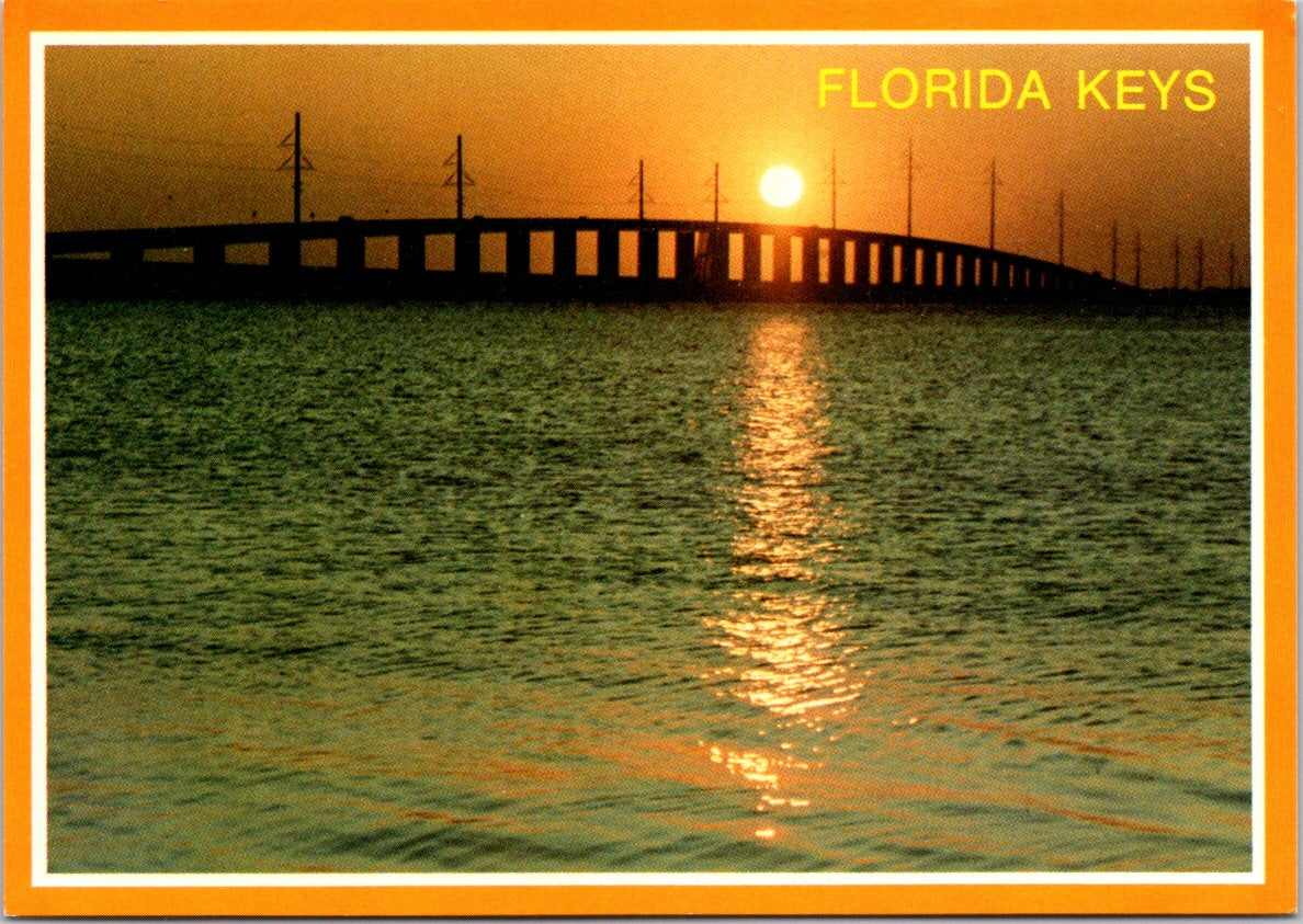 Vintage Postcard Channel Five Bridge At Sunset At Fabulous Florida Keys Unposted