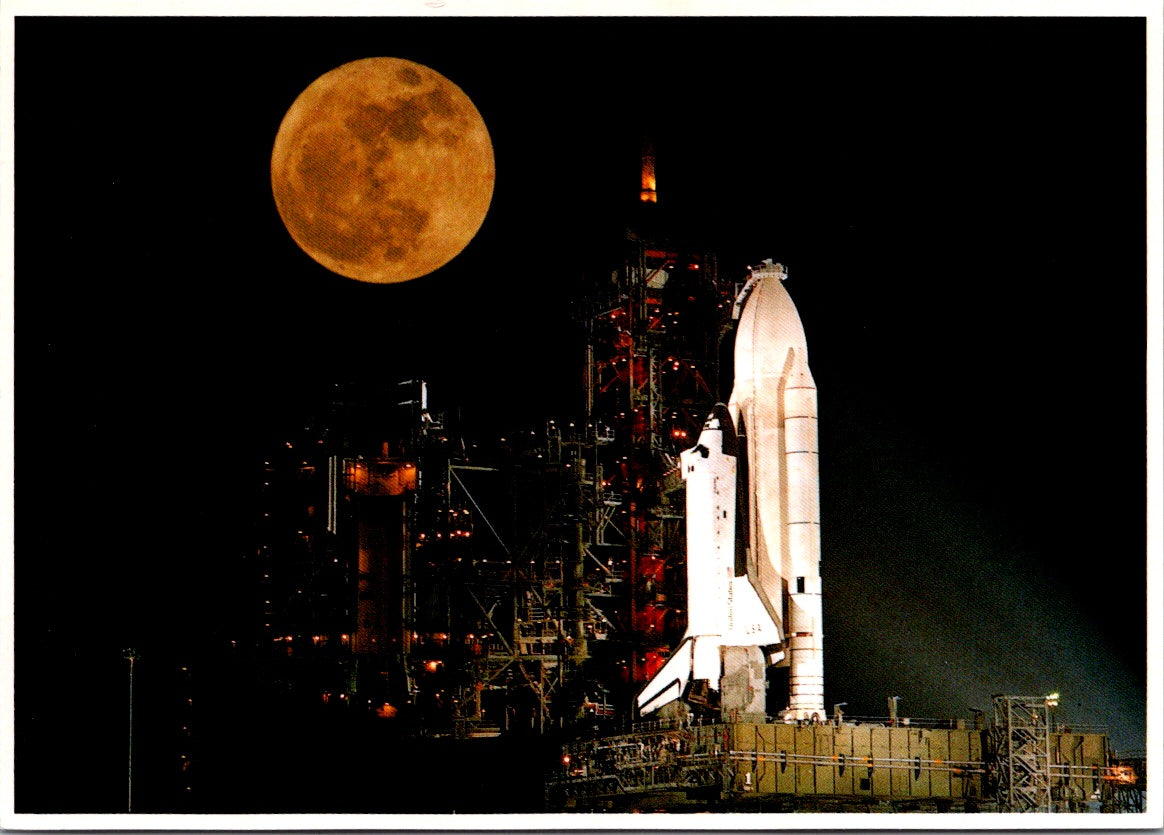 Vintage Postcard Moon Space Shuttle Kennedy Space Center Florida United States