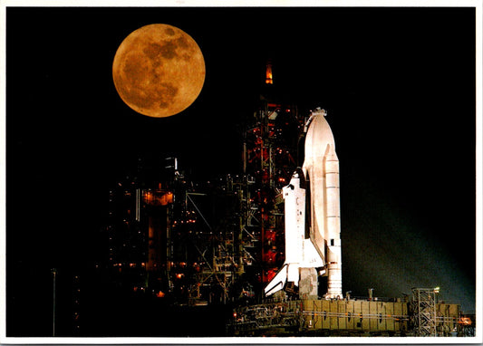 Vintage Postcard Moon Space Shuttle Kennedy Space Center Florida United States