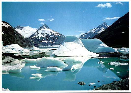 Vintage Postcard Portage Glacier In Beautiful Contrast Alaska United States