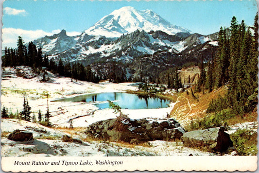 Vintage Postcard Mount Rainier And Tipsoo Lake Washington United States Unposted