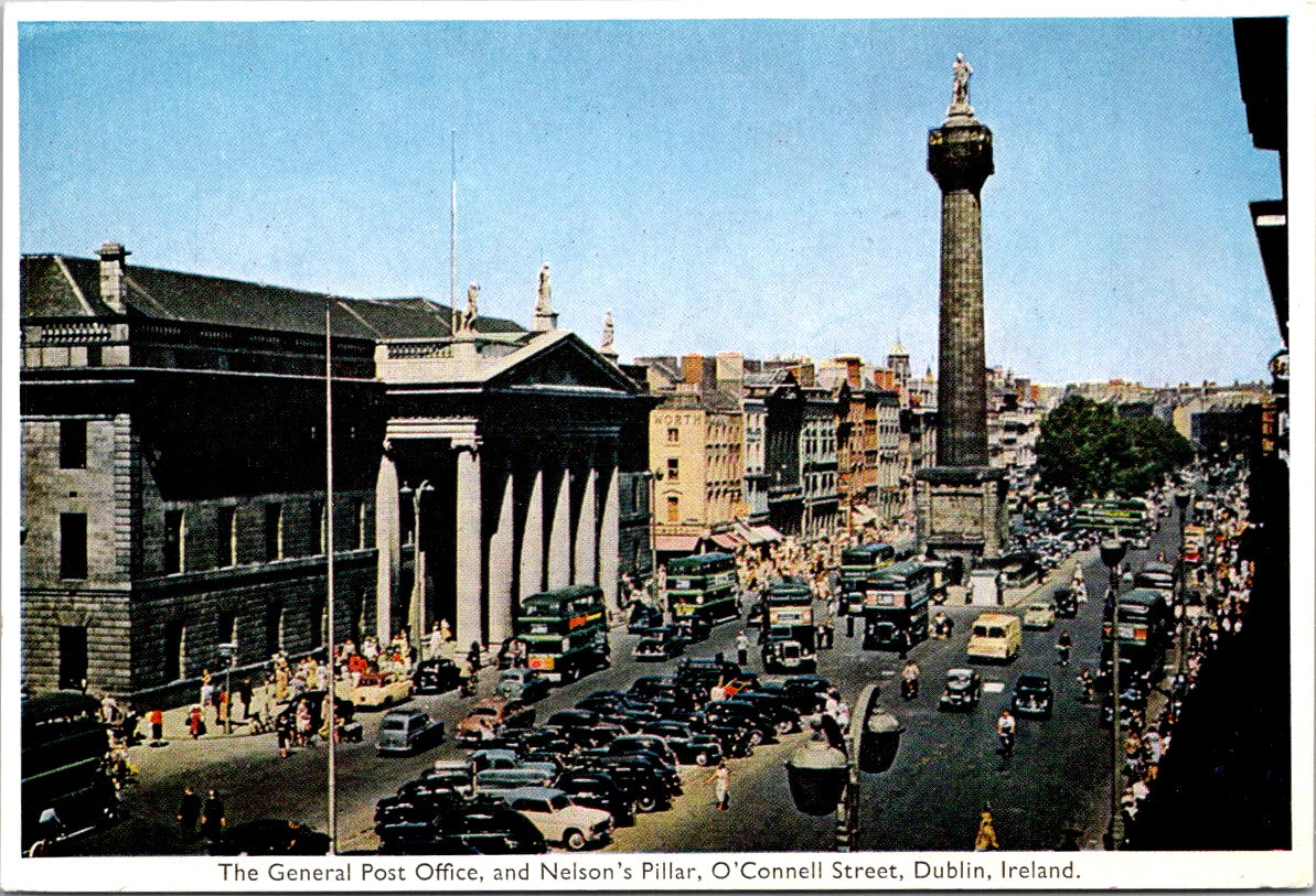 Vintage Postcard The General Post Office Nelson Pillar O'Connel Street Dublin