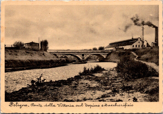 Vintage Postcard Victory Bridge On The Copino And Sugar Factory Foligno Italy