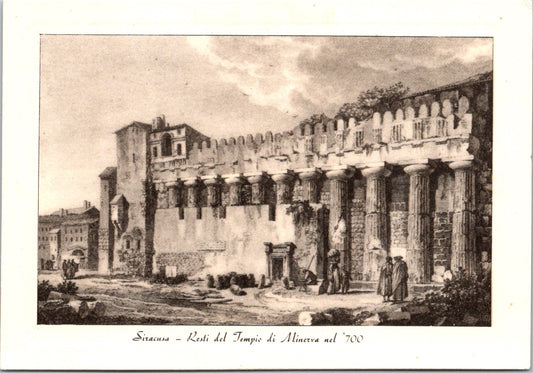 Vintage Postcard The Remains Of Minerva's Temple Of Athena Syracuse Italy