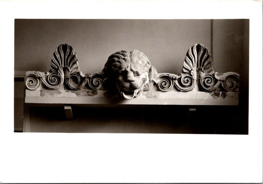 Vintage Postcard Photo Of A Lion Head Carving Unposted