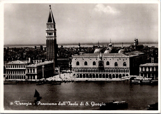 Vintage Postcard Panorama Of Venice From The Island Of San Giorgio Italy