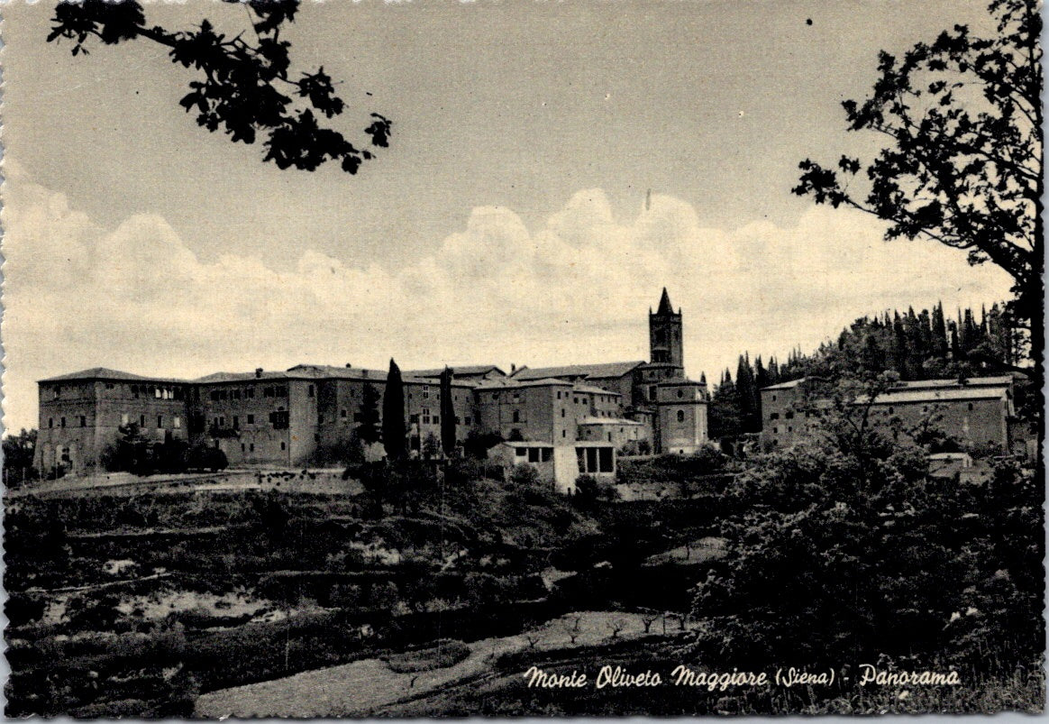 Vintage Postcard Panoramic View Of Abbazia di Monte Oliveto Maggiore Siena Italy