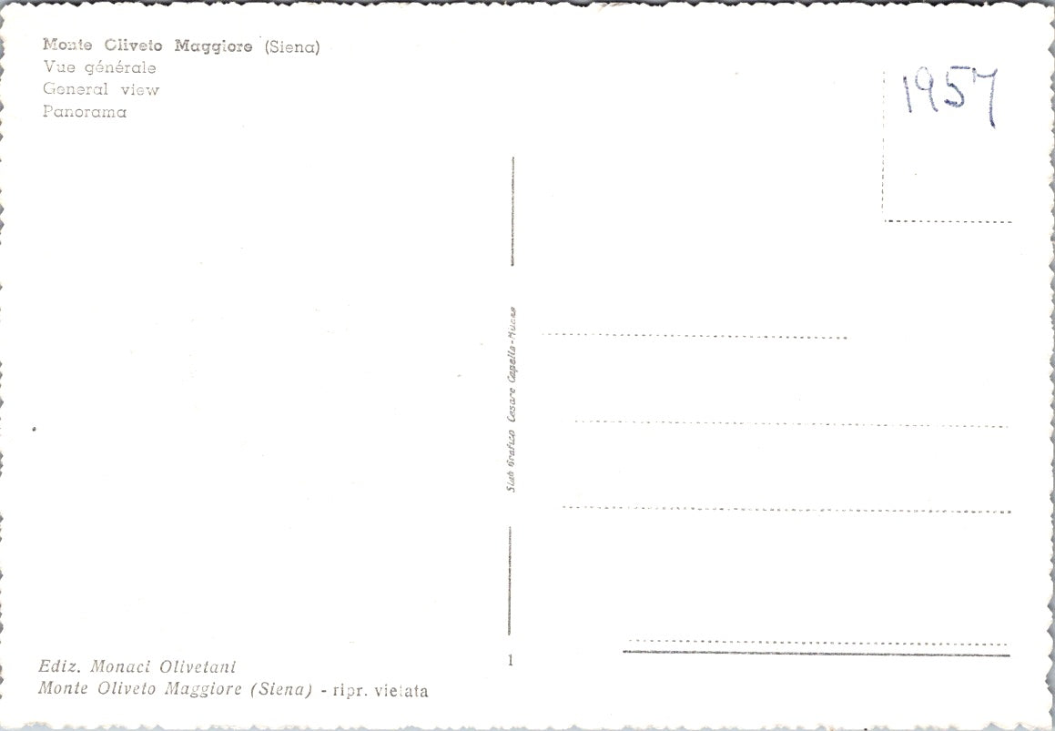 Vintage Postcard Panoramic View Of Abbazia di Monte Oliveto Maggiore Siena Italy