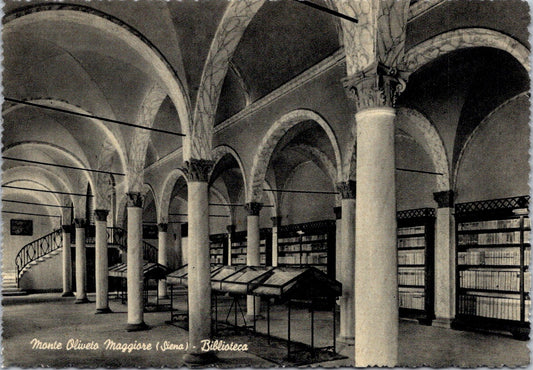 Vintage Postcard The Library Abbazia di Monte Oliveto Maggiore Siena Italy