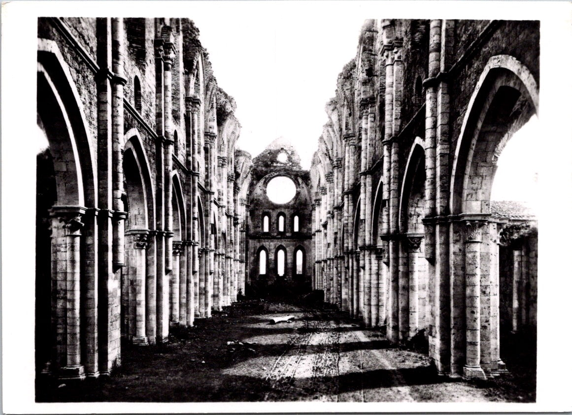 Vintage Postcard The Interior Of The Abbey Church Remains Galgano Siena Italy