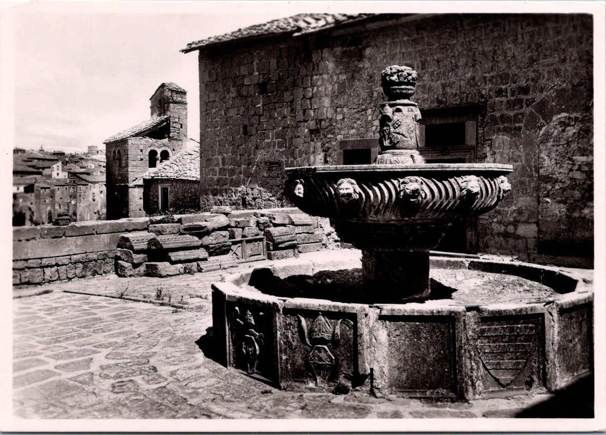 Vintage Postcard Fountain In The Loggia Of The Papal Palace Viterbo Italy