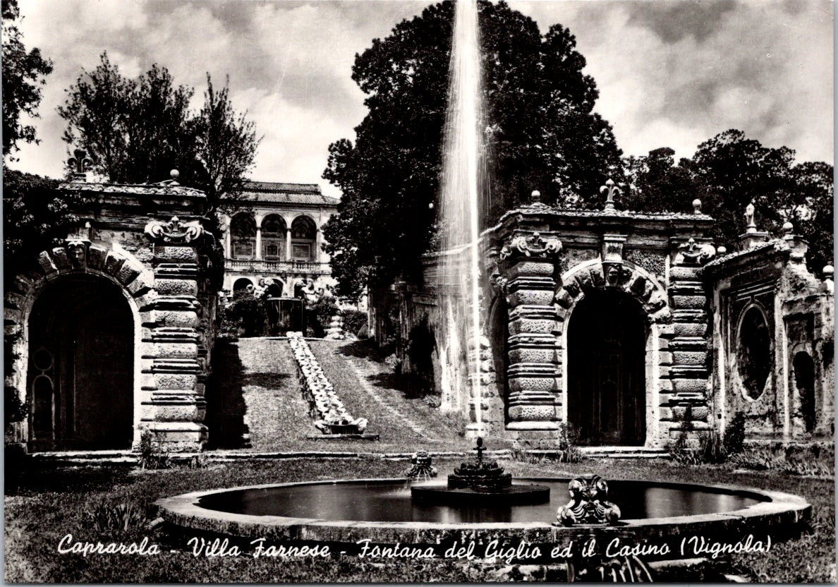 Vintage Postcard Eyelash Fountain And The Casino Villa Farnese Caprarola Italy