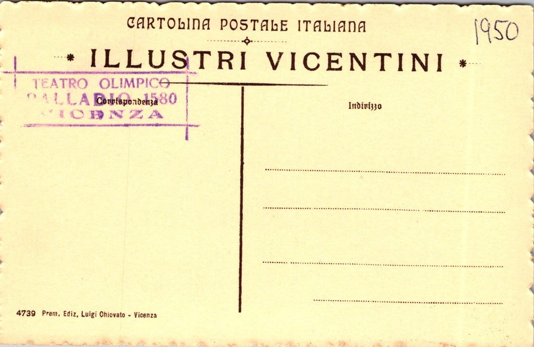 Postcard Andrea Palladio In The IVCentenary Of His Birth Olympic Theater Vicenza