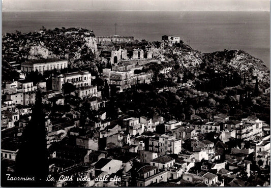 Vintage Postcard The Taormina City Seen From Above Italy Unposted