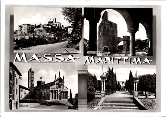 Postcard Massa Marittima Panorama Cathedral Remembrance Park Candle Stick Tower