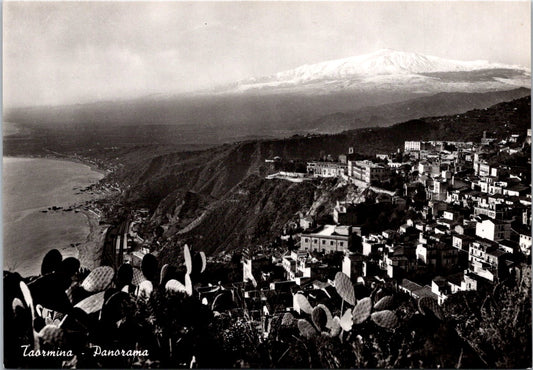 Vintage Postcard Panoramic View Of Taormina Italy Unposted