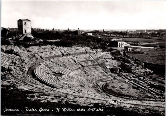 Vintage Postcard The Ancient Theater Koilon Seen From Above Syracuse Italy