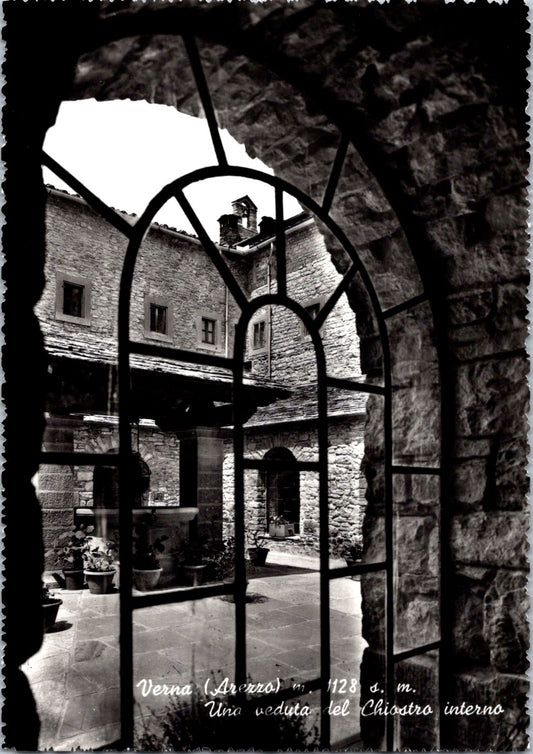 Postcard Vintage A View of The Interior Cloister Verna Arezzo Italy Unposted