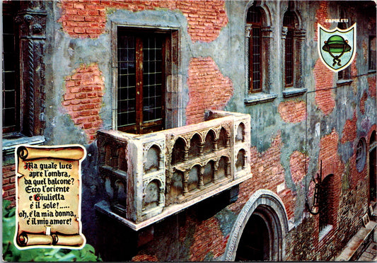 Vintage Postcard Balcony Di Giulita In Verona Italy Unposted