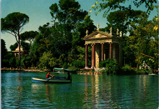 Vintage Postcard Little Lake In Villa Borghese Rome Italy Unposted