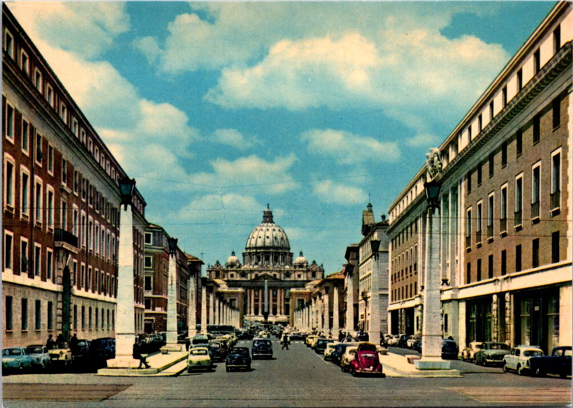 Vintage Postcard Reconciliation Street And Saint Peter Rome Italy Unposted