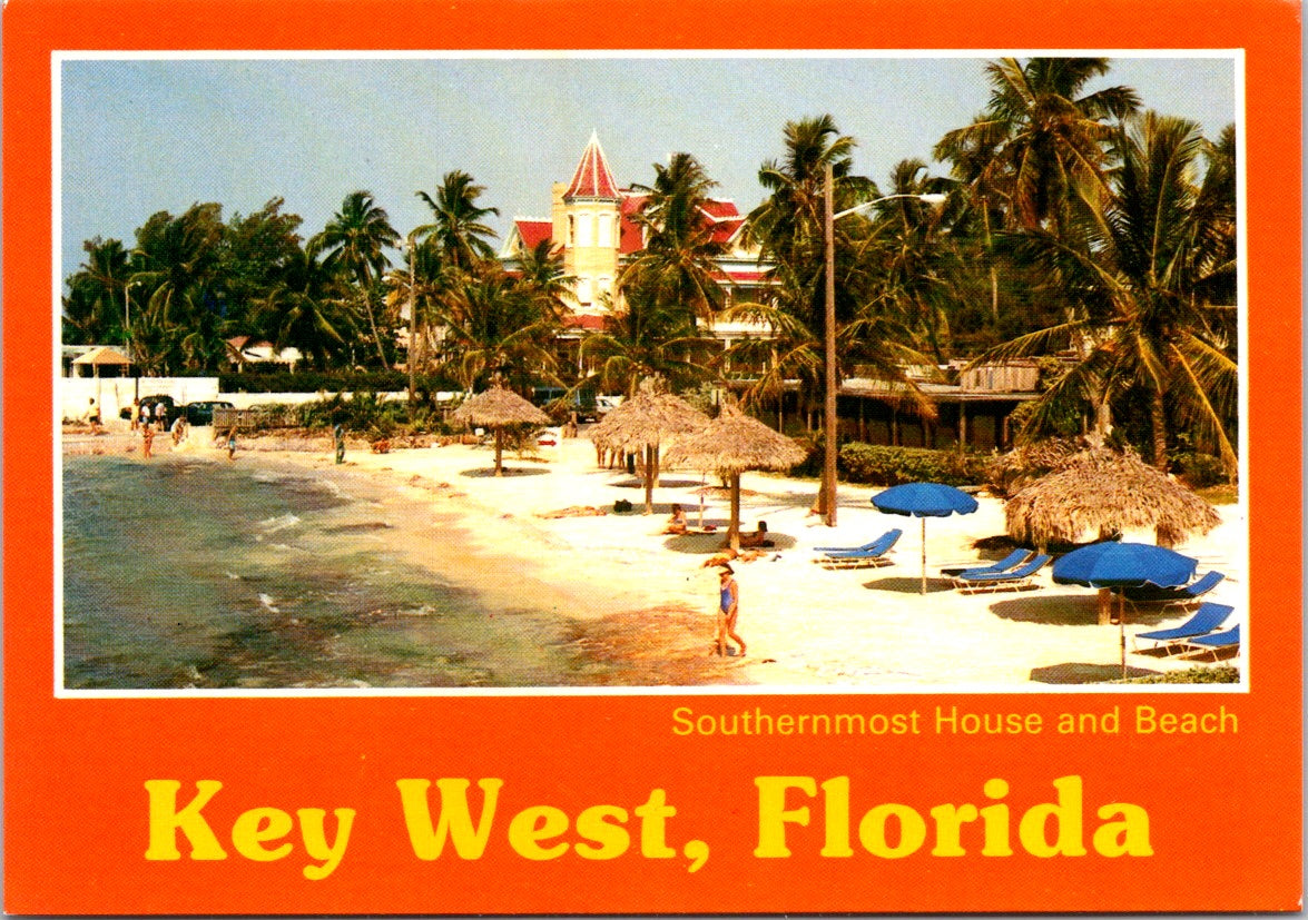 Vintage Postcard Southernmost House And Beach Key West Florida Unposted