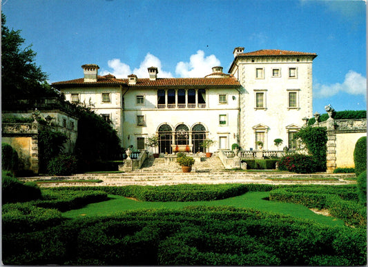 Vintage Postcard South Facade Of The Villa Viscaya Museum And Gardens Florida